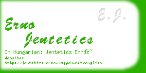 erno jentetics business card